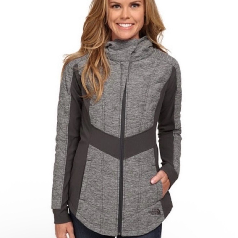 The North Face Women's‎ Pseudio Full Zip Jacket Hoodie Gray Black Large